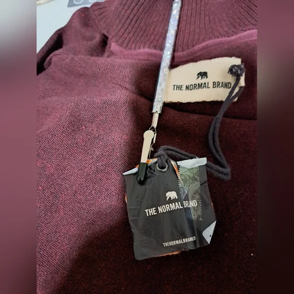 NWT THE NORMAL BRAND Men's Medium Burgundy Wine 4 Button Sweater Cabin Core - Picture 10 of 12